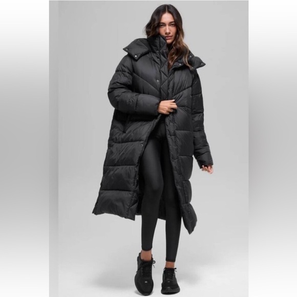 NWT Women's Alo Gold Rush Trench Black Puffer Coat - Picture 2 of 14